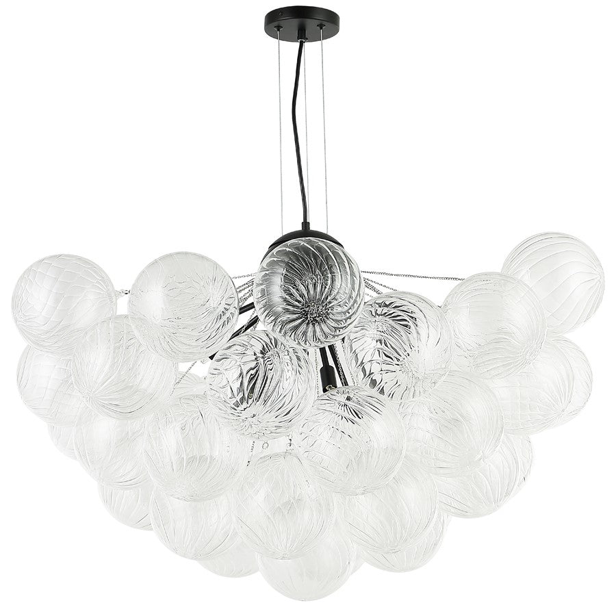 Dainolite Charlize 36in 12-Light Chandelier | Contemporary Matte Black and Clear Glass | Dining Room & Living Room | Model CLZ-3612C-MB