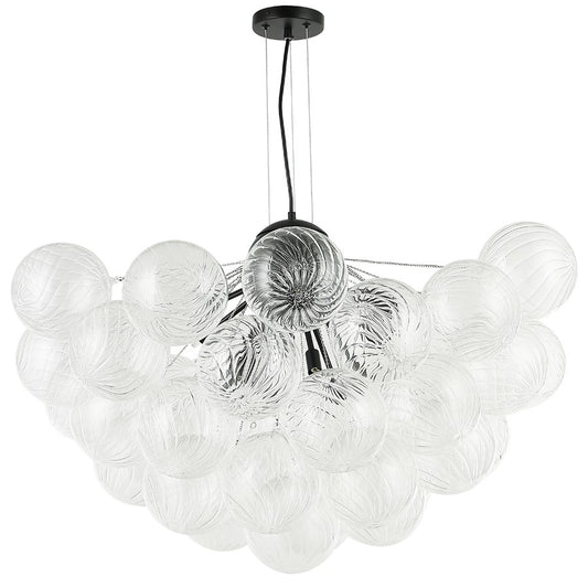 Dainolite Charlize 36in 12-Light Chandelier | Contemporary Matte Black and Clear Glass | Dining Room & Living Room | Model CLZ-3612C-MB