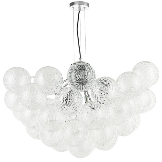 Dainolite Charlize 36in 12-Light Chandelier | Contemporary Polished Chrome and Clear Glass | Dining Room & Living Room | Model CLZ-3612C-PC