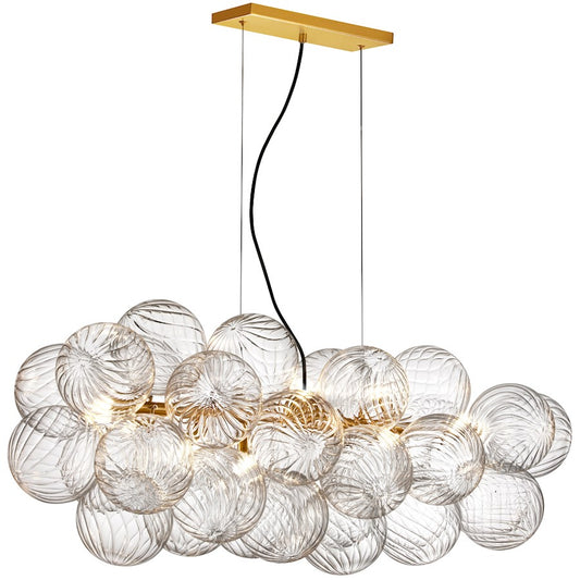 Dainolite Charlize 41in 10-Light Horizontal Pendant | Contemporary Aged Brass and Clear Glass | Dining Room & Kitchen Island | Model CLZ-418HP-AGB