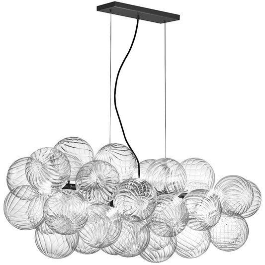 Dainolite Charlize 41in 10-Light Horizontal Pendant | Contemporary Matte Black and Clear Glass | Dining Room & Kitchen Island | Model CLZ-418HP-MB