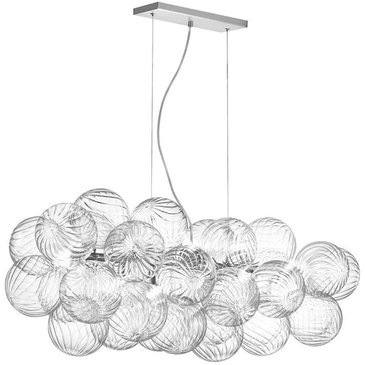 Dainolite Charlize 41in 10-Light Horizontal Pendant | Contemporary Polished Chrome and Clear Glass | Dining Room & Kitchen | Model CLZ-418HP-PC