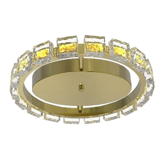 Dainolite Camila 16in 1-Light LED Flush Mount | Contemporary Aged Brass and Clear Acrylic | Bedroom & Office | Model CMA-1616LEDFH-AGB