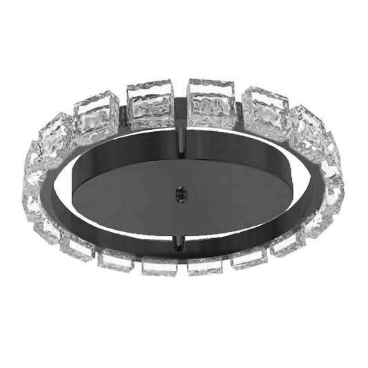 Dainolite Camila 16in 1-Light LED Flush Mount | Contemporary Matte Black and Clear Acrylic | Bedroom & Office | Model CMA-1616LEDFH-MB