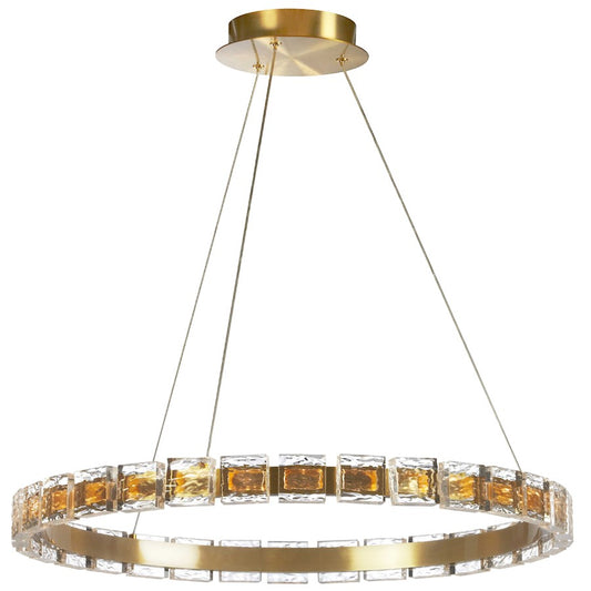 Dainolite Camila 24in 1-Light LED Chandelier | Transitional Aged Brass and Clear Acrylic | Dining Room & Kitchen | Model CMA-2428LEDC-AGB
