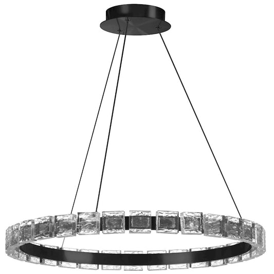 Dainolite Camila 24in 1-Light LED Chandelier | Transitional Matte Black and Clear Acrylic | Dining Room & Kitchen | Model CMA-2428LEDC-MB