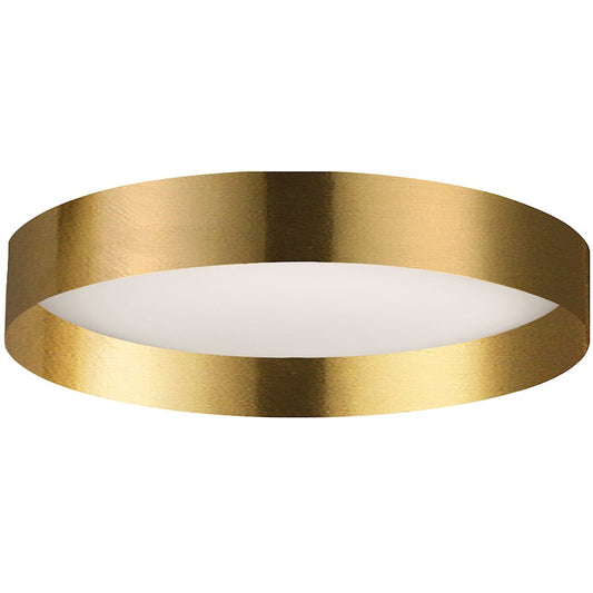 Dainolite Carmen 15in 1-Light Flush Mount | Modern Aged Brass and White Acrylic | Bedroom & Hallway | 15 x 15 x 3 in | Model CMN-1522LEDFH-AGB