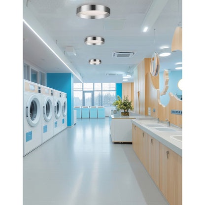 Dainolite Carmen 15in 1-Light Flush Mount | Modern Polished Chrome and White Acrylic | Bedroom & Hallway | 15 x 15 x 3 in | Model CMN-1522LEDFH-PC
