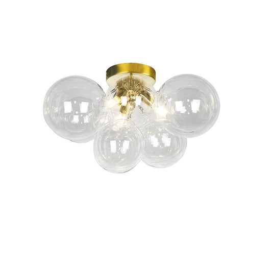 Dainolite Comet 14in 3-Light Flush Mount | Contemporary Aged Brass and Clear Glass | Bedroom & Hallway | 14 x 14 x 12 in | Model CMT-143FH-CLR-AGB