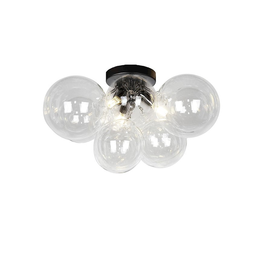 Dainolite Comet 14in 3-Light Flush Mount | Contemporary Matte Black and Clear Glass | Bedroom & Hallway | 14 x 14 x 12 in | Model CMT-143FH-CLR-MB