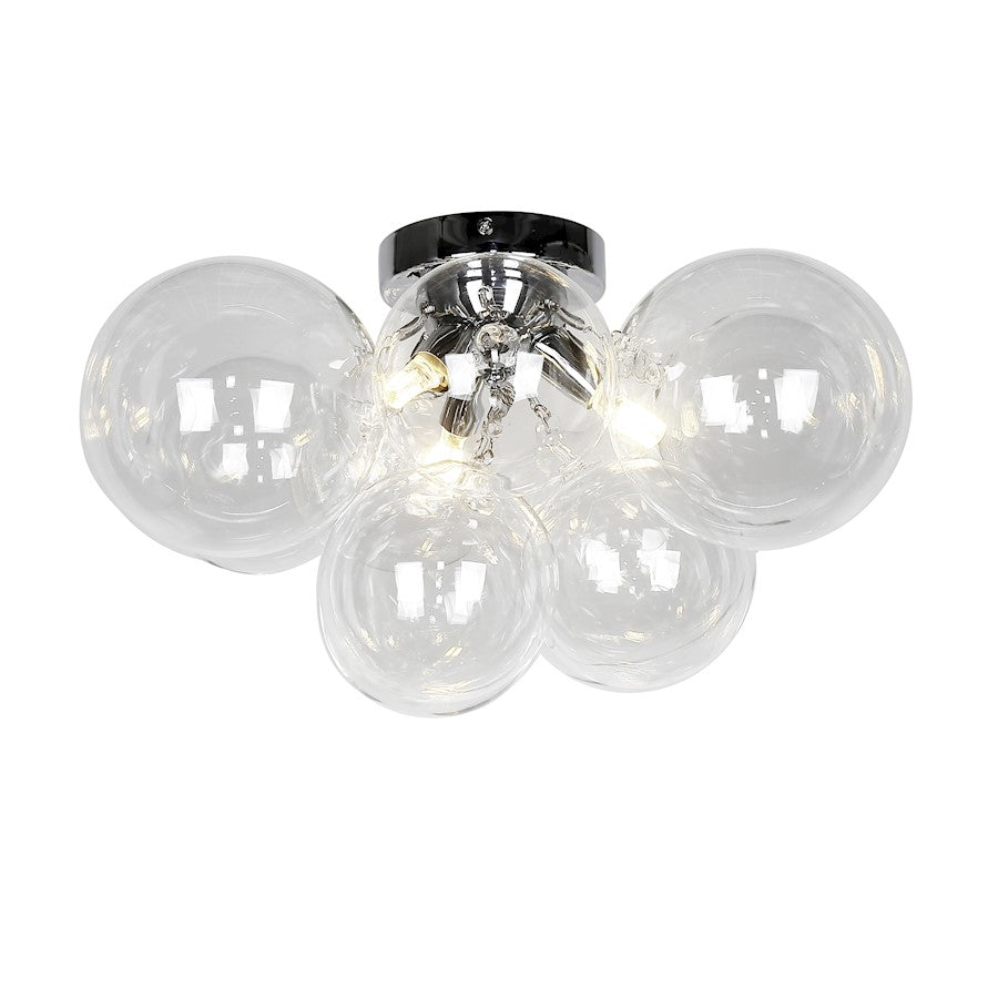 Dainolite Comet 14in 3-Light Flush Mount | Contemporary Polished Chrome and Clear Glass | Bedroom & Hallway | 14 x 14 x 12 in | Model CMT-143FH-CLR-PC