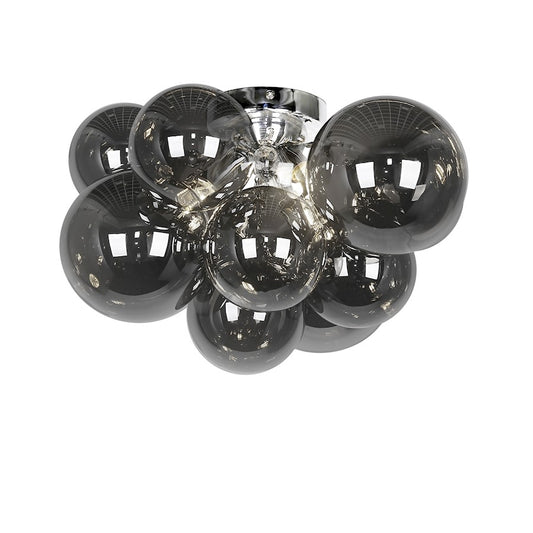Dainolite Comet 14in 3-Light Flush Mount | Contemporary Polished Chrome and Smoked Glass | Bedroom & Hallway | 14 x 14 x 12 in | Model CMT-143FH-SM-PC