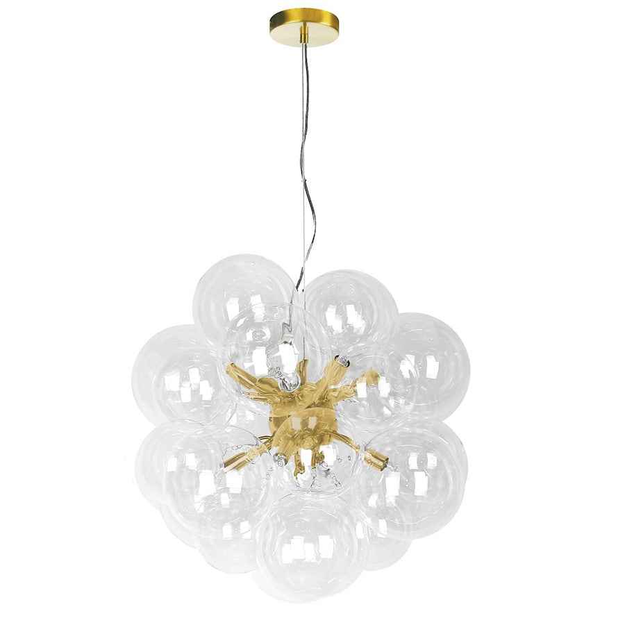 Dainolite Comet 20in 6-Light Chandelier | Contemporary Aged Brass and Clear Glass | Kitchen Island & Dining Room | Model CMT-206P-CLR-AGB