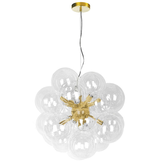 Dainolite Comet 20in 6-Light Chandelier | Contemporary Aged Brass and Clear Glass | Kitchen Island & Dining Room | Model CMT-206P-CLR-AGB
