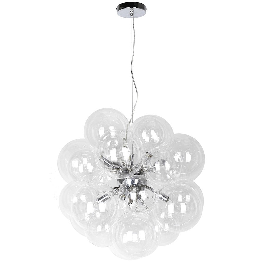 Dainolite Comet 20in 6-Light Pendant | Contemporary Polished Chrome and Clear Glass | Kitchen Island & Dining Room | Model CMT-206P-CLR-PC