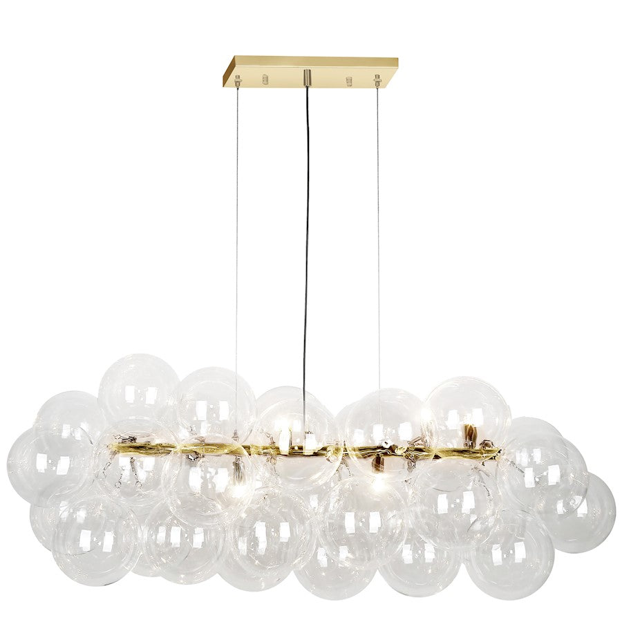 Dainolite Comet 41in 10-Light Horizontal Pendant | Contemporary Aged Brass and Clear Glass | Kitchen Island & Dining Room | Model CMT-418HP-CLR-AGB
