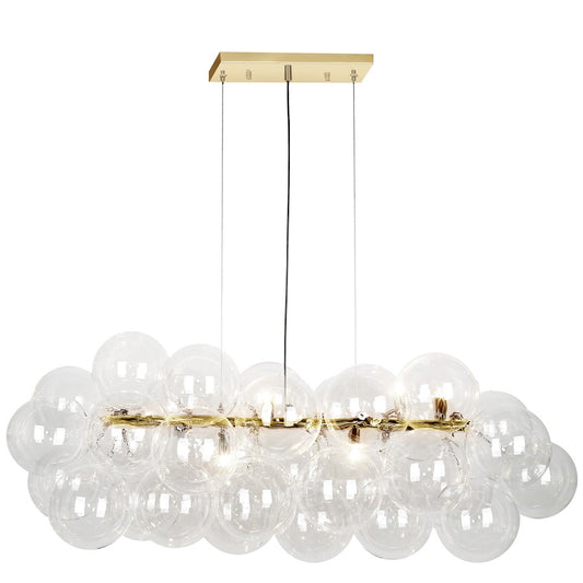 Dainolite Comet 41in 10-Light Horizontal Pendant | Contemporary Aged Brass and Clear Glass | Kitchen Island & Dining Room | Model CMT-418HP-CLR-AGB