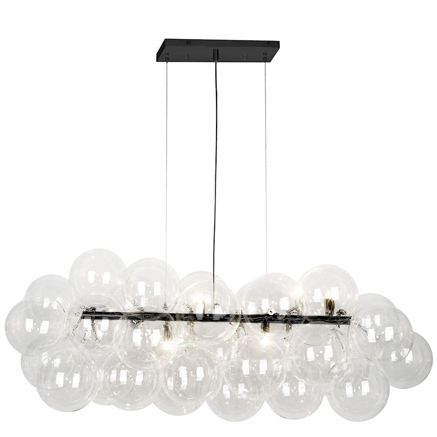 Dainolite Comet 41in 10-Light Horizontal Pendant | Contemporary Matte Black and Clear Glass | Kitchen Island & Dining Room | Model CMT-418HP-CLR-MB