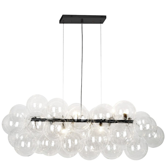 Dainolite Comet 41in 10-Light Horizontal Pendant | Contemporary Matte Black and Clear Glass | Kitchen Island & Dining Room | Model CMT-418HP-CLR-MB