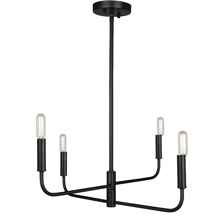 Dainolite Catalina 24in 4-Light Chandelier | Transitional Matte Black Empire Shade | Dining Room & Foyer | 24 x 24 x 11.5 in | Model CNA-244C-MB