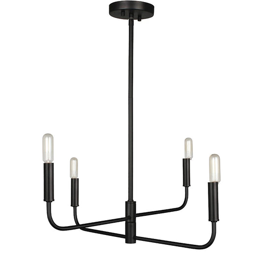 Dainolite Catalina 24in 4-Light Chandelier | Transitional Matte Black Empire Shade | Dining Room & Foyer | 24 x 24 x 11.5 in | Model CNA-244C-MB