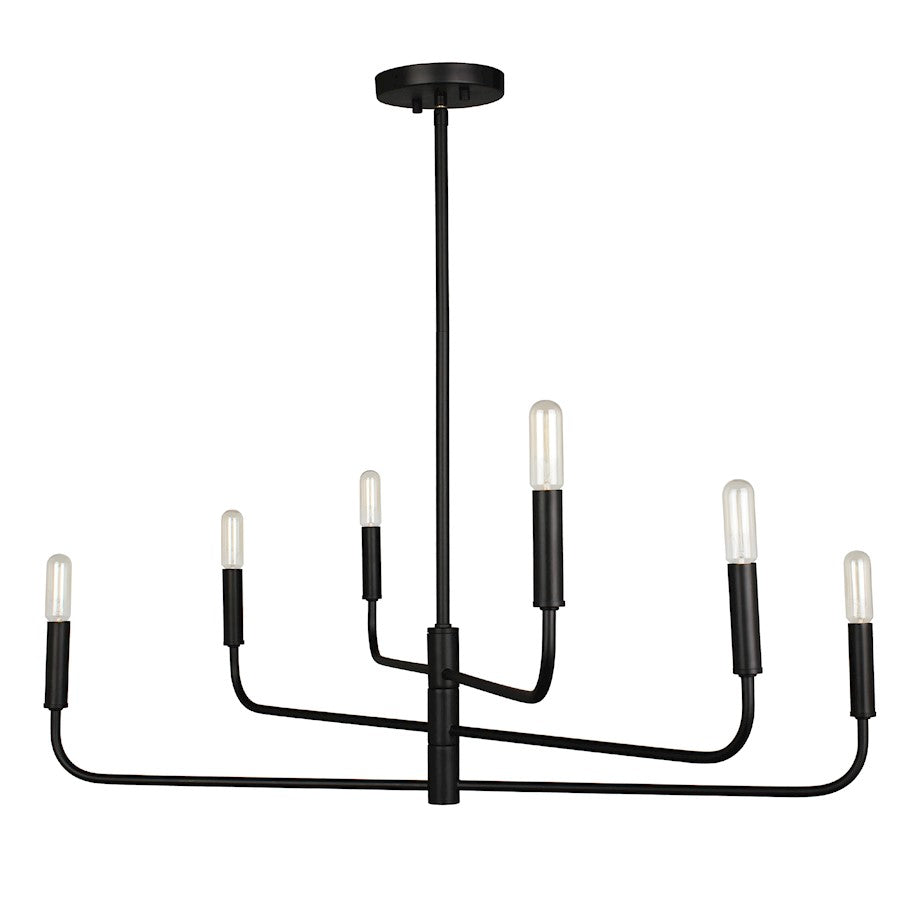 Dainolite Catalina 32in 6-Light Chandelier | Transitional Matte Black Empire Shade | Dining Room & Foyer | 32 x 32 x 13 in | Model CNA-326C-MB