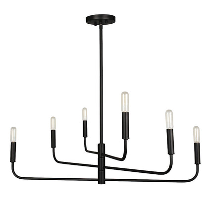 Dainolite Catalina 32in 6-Light Chandelier | Transitional Matte Black Empire Shade | Dining Room & Foyer | 32 x 32 x 13 in | Model CNA-326C-MB