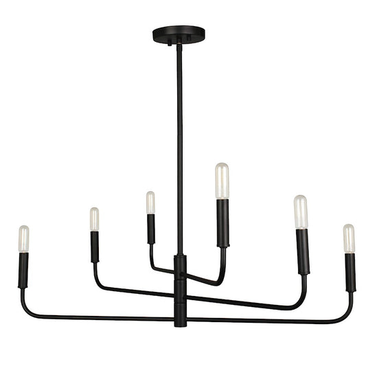 Dainolite Catalina 32in 6-Light Chandelier | Transitional Matte Black Empire Shade | Dining Room & Foyer | 32 x 32 x 13 in | Model CNA-326C-MB