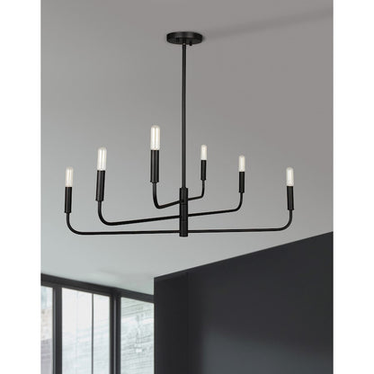 Dainolite Catalina 32in 6-Light Chandelier | Transitional Matte Black Empire Shade | Dining Room & Foyer | 32 x 32 x 13 in | Model CNA-326C-MB