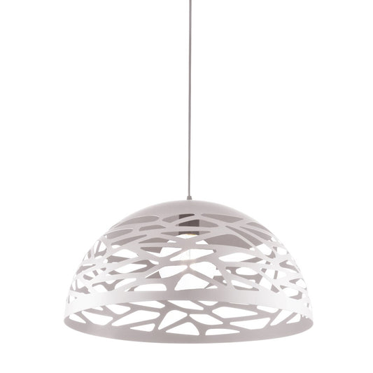 Dainolite Coral 16in 1-Light Pendant | Industrial Matte White Steel | Kitchen Island & Dining Room | 16 x 16 x 8.75 in | Model COR-161P-WH