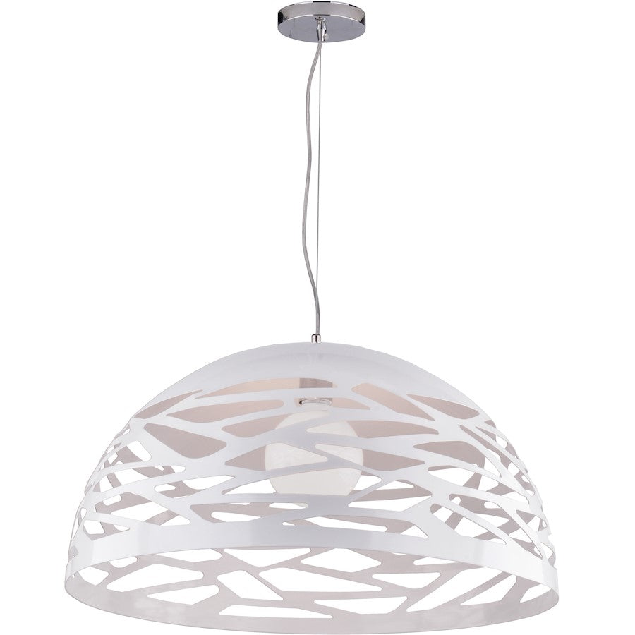 Dainolite Coral 20in 1-Light Pendant | Painted Matte White Steel | Kitchen Island & Dining Room | 20 x 20 x 11 in | Model COR-201P-WH