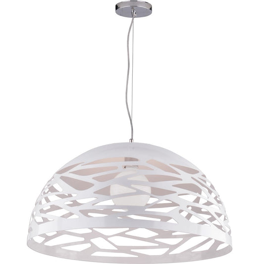 Dainolite Coral 20in 1-Light Pendant | Painted Matte White Steel | Kitchen Island & Dining Room | 20 x 20 x 11 in | Model COR-201P-WH