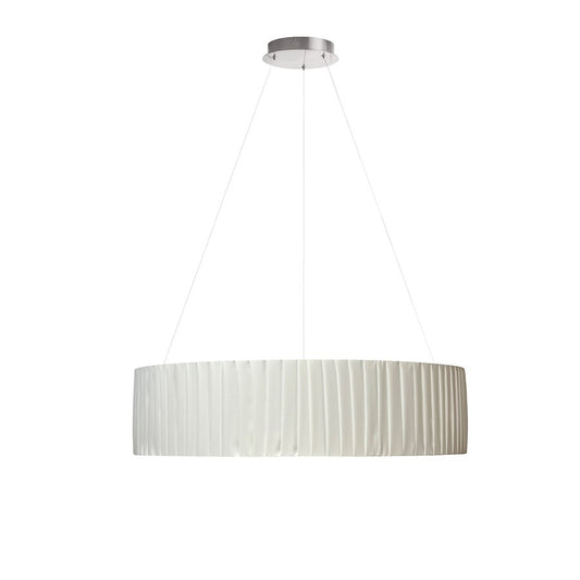 Dainolite Carla 24in 1-Light LED Chandelier | Transitional Matte White and White Fabric Shade | Dining Room & Kitchen | Model CRA-2432LEDC-WH