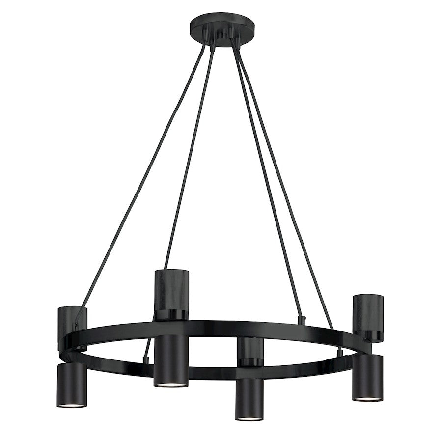 Dainolite Cerelia 24in 8-Light Chandelier | Modern Matte Black Metal | Kitchen & Dining Room | 24 x 24 x 7 in | Model CRL-248C-MB