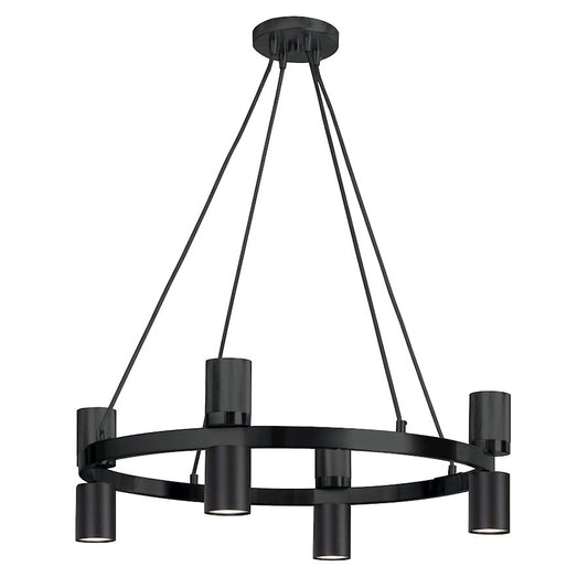 Dainolite Cerelia 24in 8-Light Chandelier | Modern Matte Black Metal | Kitchen & Dining Room | 24 x 24 x 7 in | Model CRL-248C-MB