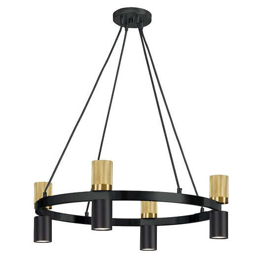 Dainolite Cerelia 24in 8-Light Chandelier | Modern Matte Black and Aged Brass Metal | Kitchen & Dining Room | 24 x 24 x 7 in | Model CRL-248C-MB-AGB