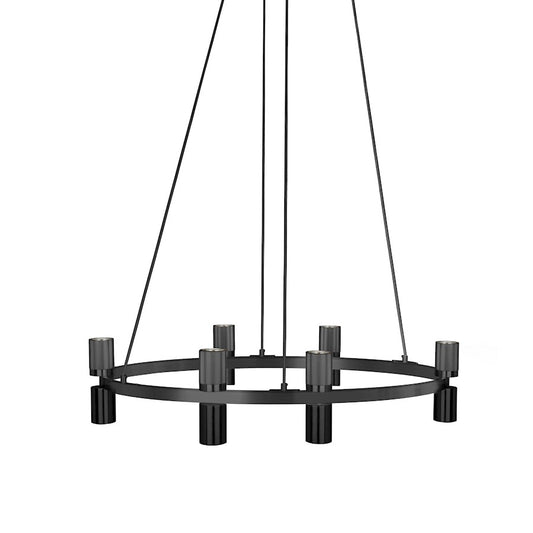 Dainolite Cerelia 36in 12-Light Chandelier | Modern Matte Black Metal | Dining Room & Foyer | 36 x 36 x 7 in | Model CRL-3612C-MB