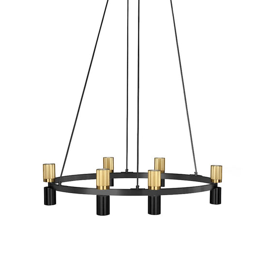Dainolite Cerelia 36in 12-Light Chandelier | Modern Matte Black and Aged Brass Metal | Dining Room & Foyer | 36 x 36 x 7 in | Model CRL-3612C-MB-AGB