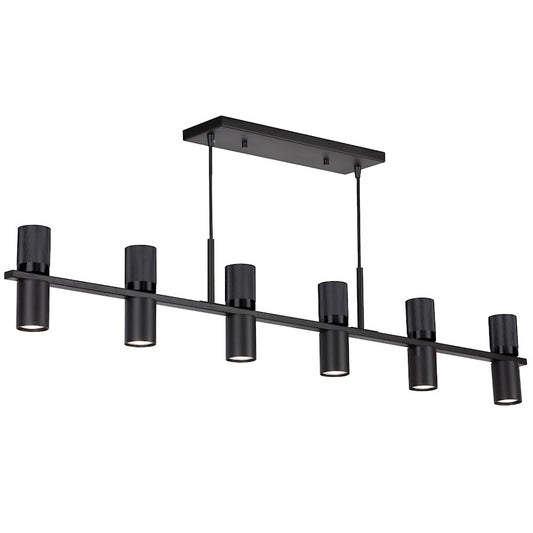 Dainolite Cerelia 48in 12-Light Linear Chandelier | Modern Matte Black Metal | Kitchen Island & Dining Room | 48 x 2 x 7 in | Model CRL-4812HC-MB