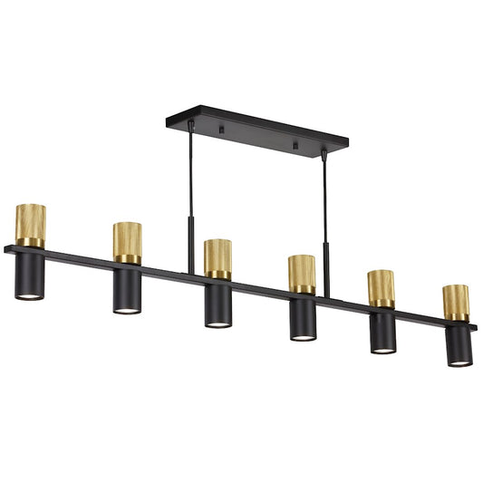 Dainolite Cerelia 48in 12-Light Linear Chandelier | Modern Matte Black & Aged Brass Metal | Kitchen Island & Dining Room | Model CRL-4812HC-MB-AGB