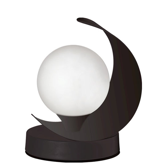 Dainolite Crescent 6in 1-Light Table Lamp | Contemporary Matte Black & White Glass | Living Room & Bedroom | 6 x 5 x 7 in | Model CRT-61T-MB
