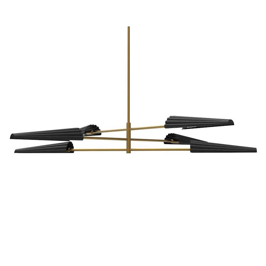 Dainolite Cassie 48in 6-Light Chandelier | Contemporary Aged Brass and Matte Black Metal | Dining Room & Kitchen | Model CSE-476C-AGB-MB
