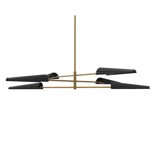 Dainolite Cassie 48in 6-Light Chandelier | Contemporary Aged Brass and Matte Black Metal | Dining Room & Kitchen | Model CSE-476C-AGB-MB