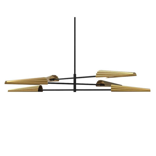 Dainolite Cassie 48in 6-Light Chandelier | Contemporary Matte Black and Aged Brass Metal | Dining Room & Kitchen | Model CSE-476C-MB-AGB