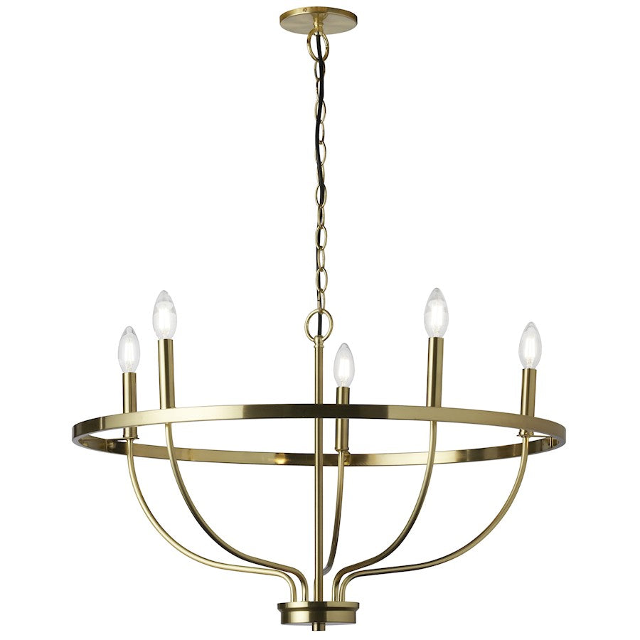 Dainolite Cesar 29in 5-Light Chandelier | Transitional Aged Brass Metal | Dining Room & Kitchen | 29 x 29 x 16 in | Model CSR-295C-AGB