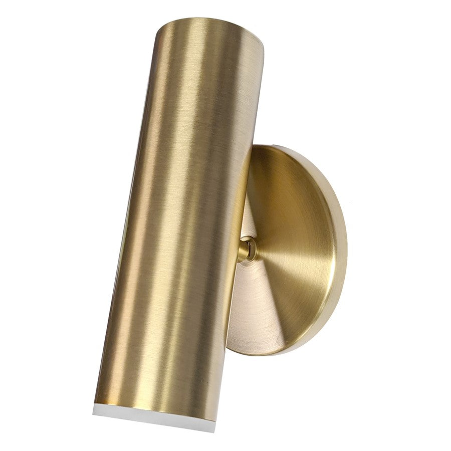 Dainolite Constance 8in 1-Light Wall Sconce | Modern Aged Brass and Frosted Acrylic | Bedroom & Hallway Accent | 2 x 2 x 8 in | Model CST-106LEDW-AGB