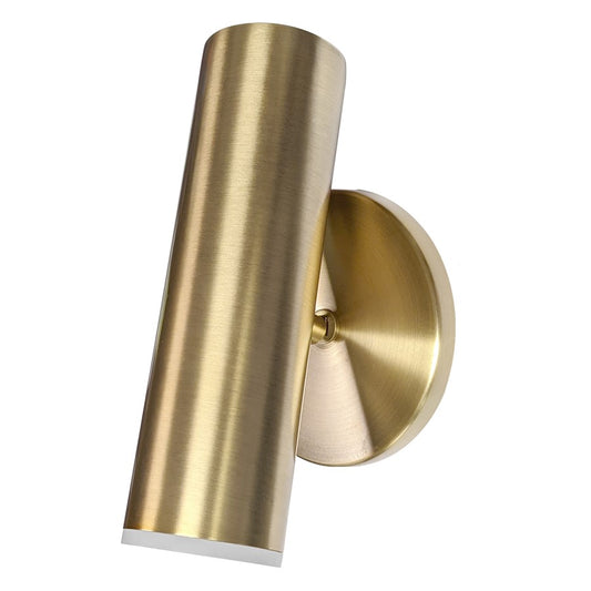 Dainolite Constance 8in 1-Light Wall Sconce | Modern Aged Brass and Frosted Acrylic | Bedroom & Hallway Accent | 2 x 2 x 8 in | Model CST-106LEDW-AGB