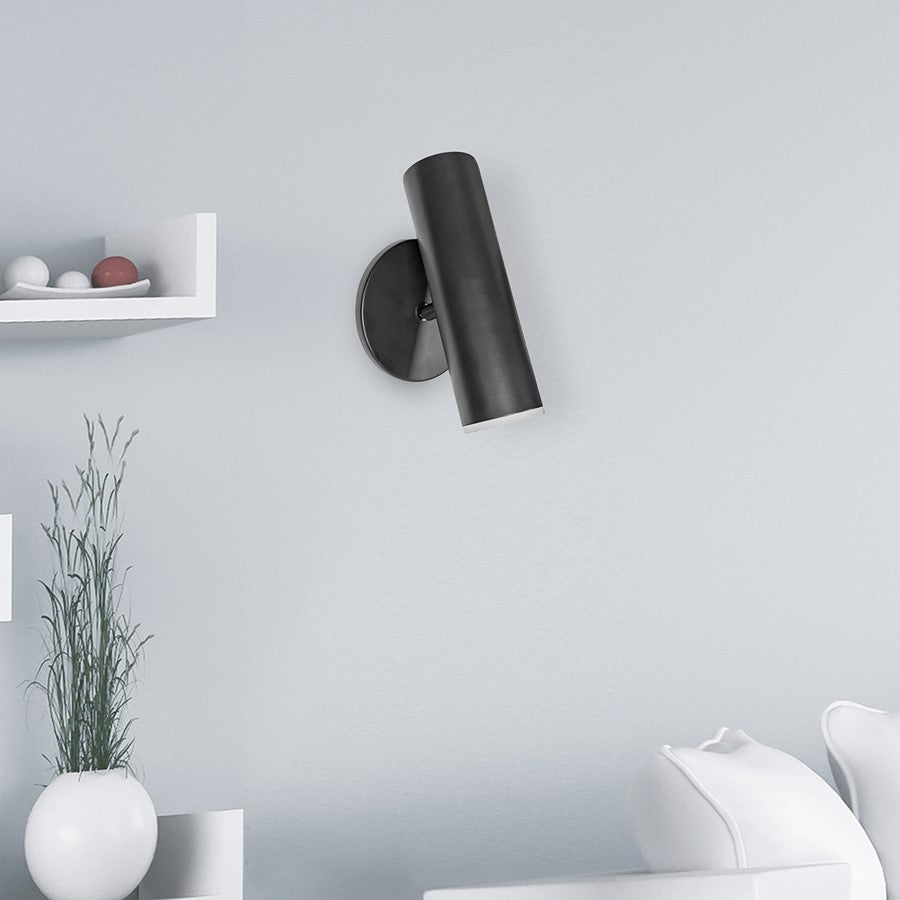 Dainolite Constance 8in 1-Light Wall Sconce | Modern Matte Black and Frosted Acrylic | Bedroom & Hallway Accent | 2 x 2 x 8 in | Model CST-106LEDW-MB