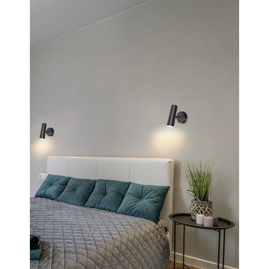 Dainolite Constance 8in 1-Light Wall Sconce | Modern Matte Black and Frosted Acrylic | Bedroom & Hallway Accent | 2 x 2 x 8 in | Model CST-106LEDW-MB