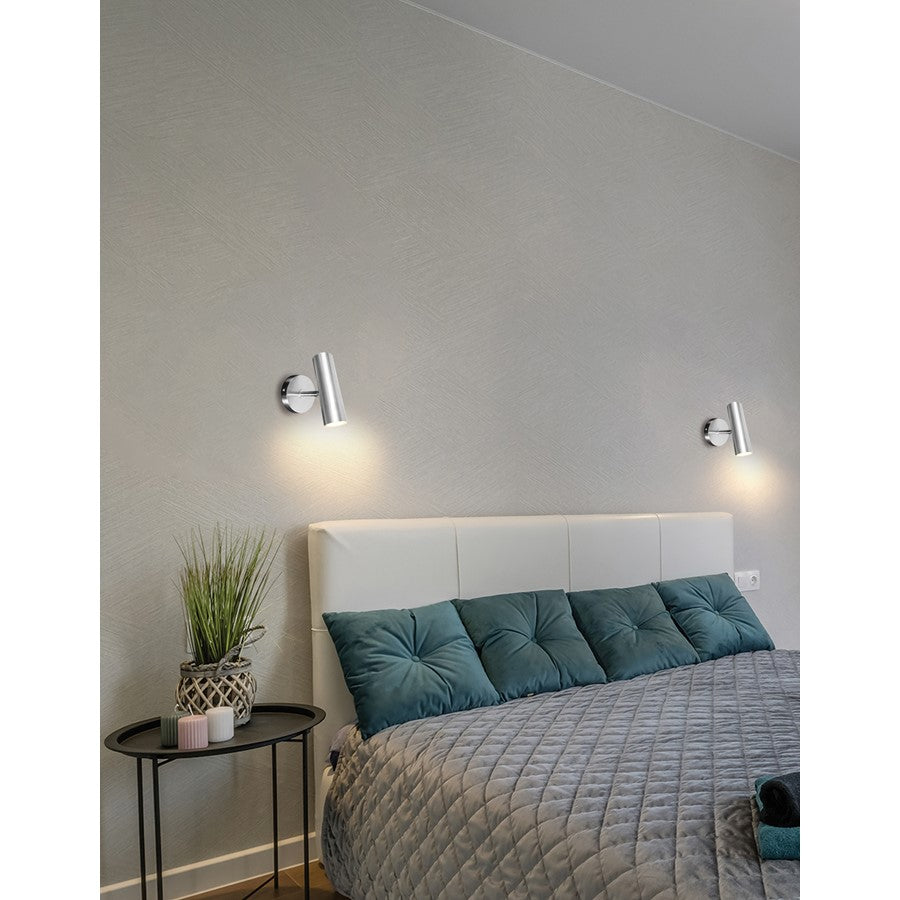 Dainolite Constance 8in 1-Light Wall Sconce | Modern Satin Chrome and Frosted Acrylic | Bedroom & Hallway Accent | Model CST-106LEDW-SC